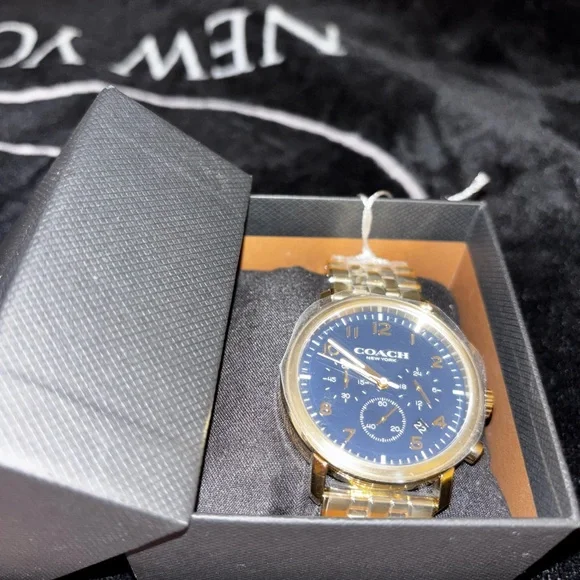 Men’s Coach Harrison Gold Tone 42mm Watch with Blue Dial - Picture 5 of 8
